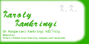 karoly kankrinyi business card